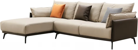 Диван ESF ELEGANTE NAPPA SF015 угловой бежевый 6615-коричневый угол левый/Кожа