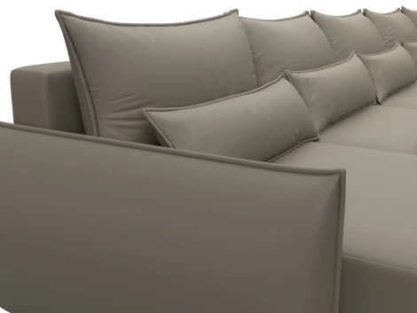 Диван П-образный Лига-051 НПБ МегаЛонг (ЛДСП,Брус,Фанера/Пластик/Экокожа/Бежевый) Лига Диванов 129898