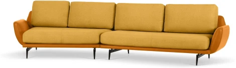 Диван Ispani угловой левый ОГОГО (арт.799386), (Ткань,Экокожа/Оранжевый)