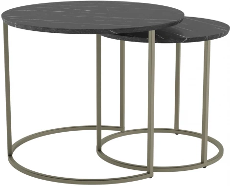 Комплект журнальных столов Калифорния Лесли Черный мрамор/Титан от фабрики Калифорния