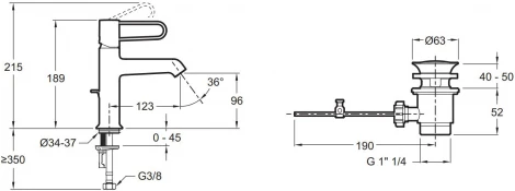 Смеситель Jacob Delafon Odeon Rive Gauche E21028-CP-CP для раковины