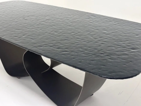 Стол ТОВЕ (TOVE) 240 цвет ЧЕРНЫЙ (GREY), стекло BUBBLE / Шоколадное золото ®DISAUR M-City 64662