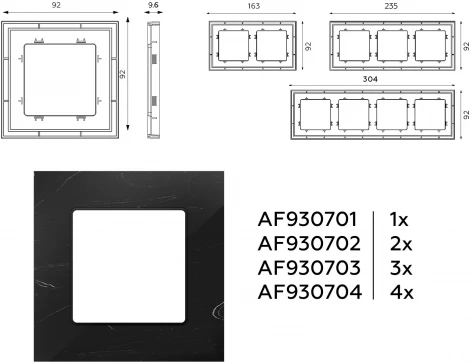 Рамка Ambrella Volt ALFA Grand (Черный мрамор) 2-ая AF930702