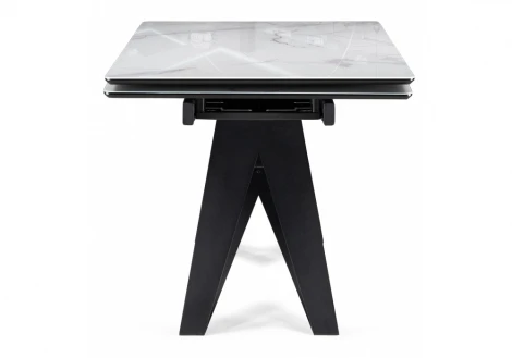 Кухонный стол Notta Блэкберн 140(200)х80 кристл белый мрамор / черный