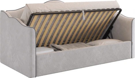 Кровать-софа "Лея К1" 90х200 см Mebelson (ДСП,ЛДСП,Велюр/Серый,Графит) арт.ZP.KM.S-18.2350