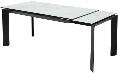 Стол CREMONA 140 KL-99 Белый мрамор матовый, итальянская керамика / черный каркас М-City
