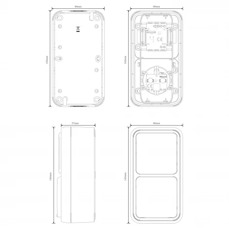 Двойной блок накладной, розетка с защитной крышкой+переключатель 1-клавишный, цвет антрацит IP55 Donel W55 DIP20628