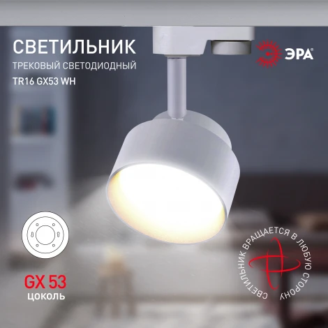 Трековый светильник ЭРА TR16 GX53 WH (220V)