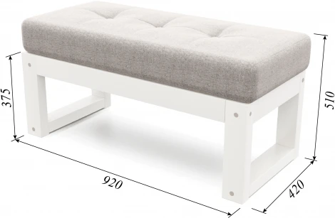 Банкетка Arsko Амбер белая эмаль серая рогожка