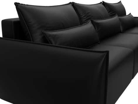 Диван угловой Лига-051 НПБ Лонг угол универсальный (ЛДСП,Брус,Фанера/Пластик/Экокожа/Черный) Лига Диванов 129892