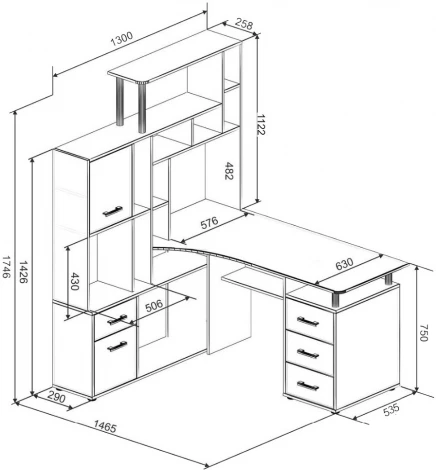 Стол компьютерный Woodville Джаз-15 левый венге / дуб молочный 318938