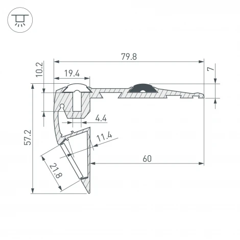 Профиль STEP-FRONT-2000 ANOD (Алюминий) 023866 Arlight STEP