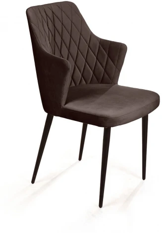 Стул с подлокотниками Hunt ромб, бархат антрацит 14 / чёрный конус Top Concept 75719