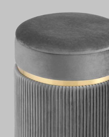 Пуф Миранда с ящиком велюр серый УТ000025563