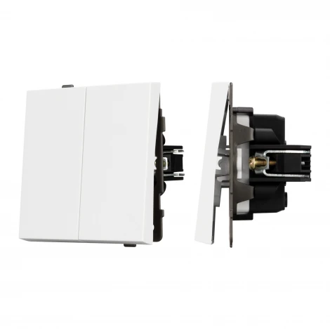 Механизм выключателя двухклавишный непроходной SWT-TENDO-MK02-PL-WH (230V, 10A) (Arlight) 054058