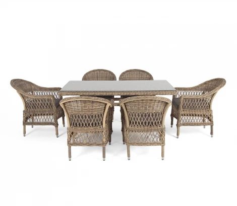Обеденная группа из искусственного ротанга на 6 персоны, цвет соломенный 4SIS Амароне AmC6T-7-SET