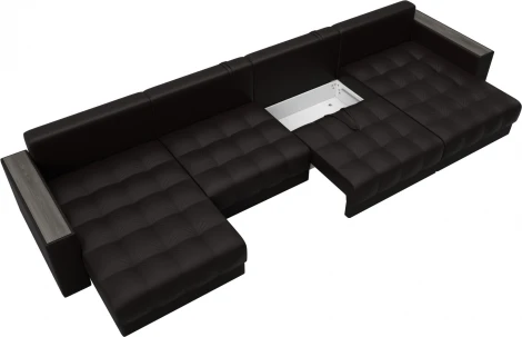 Диван П-образный с декором Лига-049 НПБ Лонг Лига Диванов (Экокожа) арт.128569