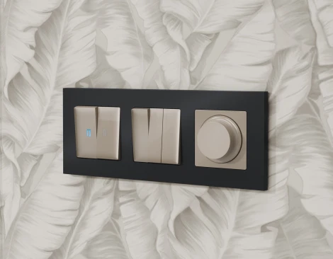 Комплект механизма Ambrella Volt 2-клавишного выключателя с подсветкой 10000K ALFA MA364020 Серо-бежевый матовый QUANT