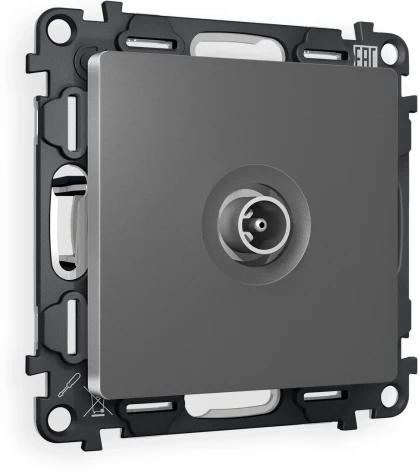 Комплект механизма Ambrella Volt TV розетки оконечной ALFA MA663010 Антрацит серый 50-870 MHz 1dB QUANT