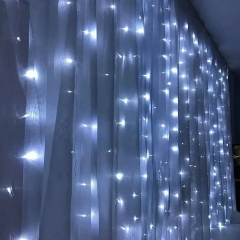 Светодиодная гирлянда Feron 41631 CL24 занавес 3*3м + 3м 5000К , c питанием от сети, эффектом стробов, прозрачный шнур