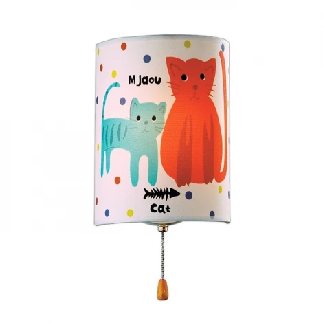 2279/1W Детский настенный светильник с кошками с выключателем на веревочке белый E14 Odeon Light Cats 2279/1W