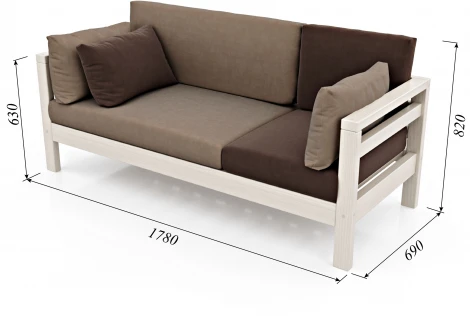 Диван Arsko прямой Домино Б беленый дуб велюр светло-коричневый/темно-коричневый