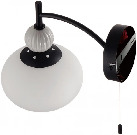 Бра с выключателем сонетка Lumion Gloriya 8273/1W черный/серый/белый, металл/керамика/стекло Е14 1*40W 220V (шар)