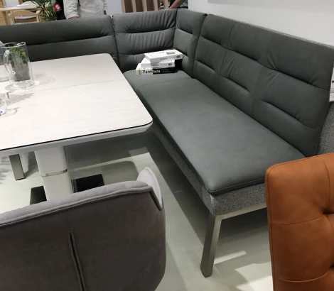 Диван угловой M-City MALIAN GREY 211х171,5 см, экокожа + ткань