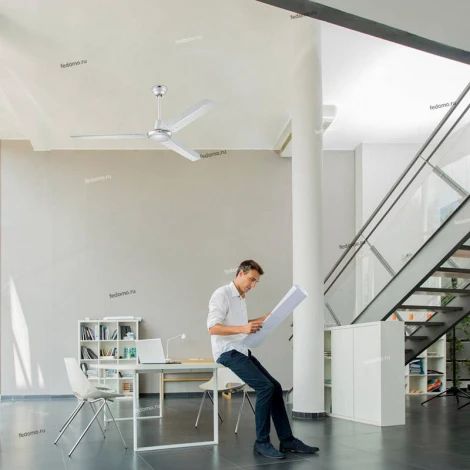 Вентилятор потолочный с настенным регулятором Westinghouse Industrial Silver, 3 лопасти, никель