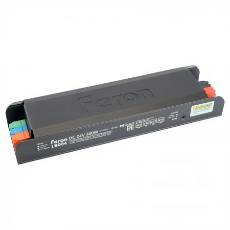 Трансформатор электронный для светодиодной ленты с плавным пуском и диммированием 300W 24V IP20 клипсы Feron LB004 52126