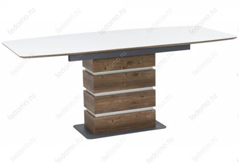 Стол на тумбе Woodville Фернан белый / орех кантри 424298