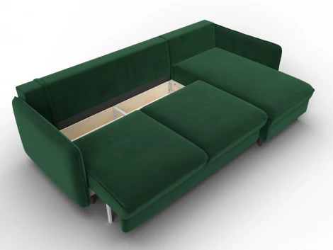 Диван угловой Лига-064 НПБ угол универсальный (ДСП/Дерево/Велюр/Зеленый) Лига Диванов 134771