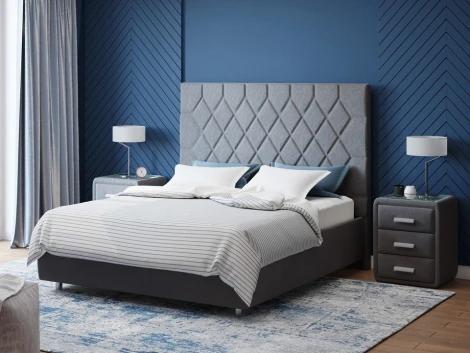 PROxSON Кровать Rhomby без основания (Ткань: Велюр Monopoly Капучино (297)) 140x190