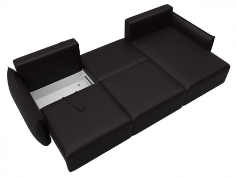 Диван угловой Лига-051 НПБ Лонг угол универсальный (ЛДСП,Брус,Фанера/Пластик/Экокожа/Коричневый) Лига Диванов 129891