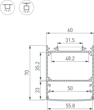 Профиль LINE-6070-3000 ANOD BLACK (Arlight, Алюминий) 047506