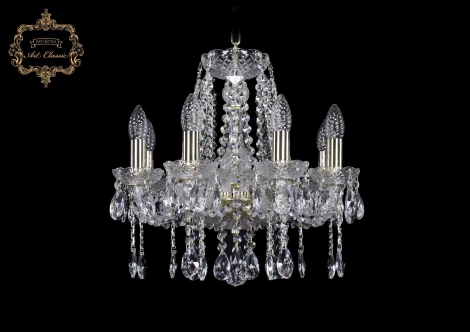 Подвесная люстра Art Classic 11.12 11.12.8.141.Gd.Sp (220V, хрусталь, на цепи, подсвечник, свеча)