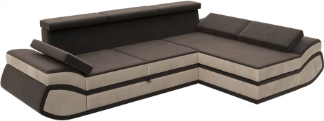 Диван угловой Лига-032 правый угол (Коричневый,Бежевый/Велюр) Лига Диванов арт.121646