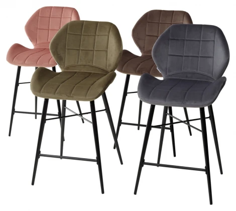 Полубарный стул M-City MARCEL BLUVEL-52 PINK (H=65cm), велюр