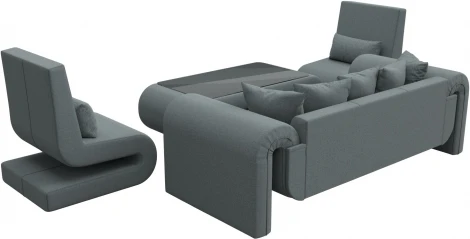 Набор Волна-2 (стол, диван, 2 кресла) (Серый/Рогожка) Лига Диванов арт.125330