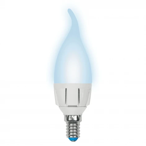 Лампочка светодиодная свеча на ветру прозрачная E14 7W 4000K Uniel LED-CW37 7W/NW/E14/FR PLP01WH