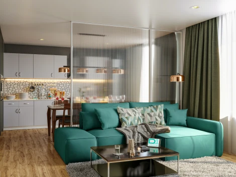 Диван угловой изумрудный D1 Портленд AAA4150024 Premier 19