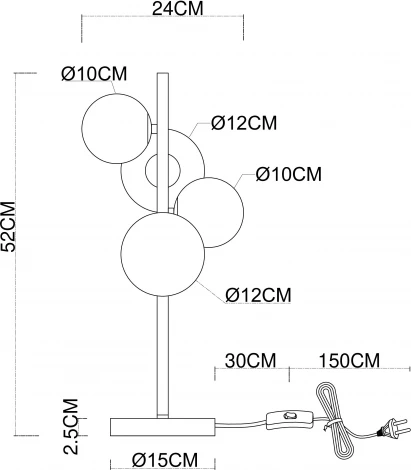 Настольная лампа Arte Lamp Gemini A2243LT-4BK (220V, выключатель, шарики)