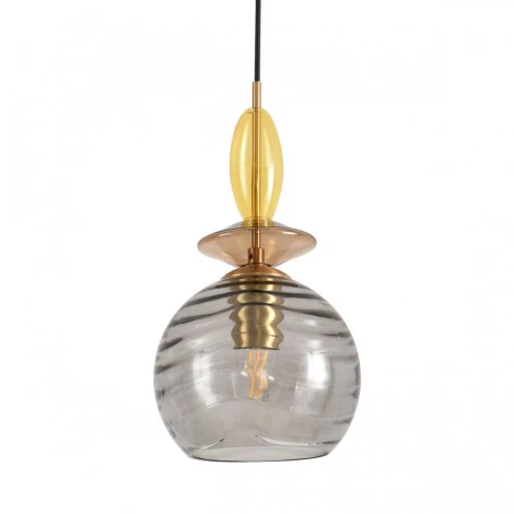 Подвесной светильник со стеклянным декором Lumion Walma 8299/1A бронза/смоки/амбер/желтый, металл/стекло E27 1*40W 220V (на проводе)