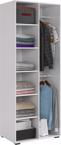 Ева Шкаф двухдверный 104.01 Mebelson (ЛДСП,МДФ,ПВХ,Пластик/Светлое дерево,Белый) арт.UL.104-M.104.01.3101