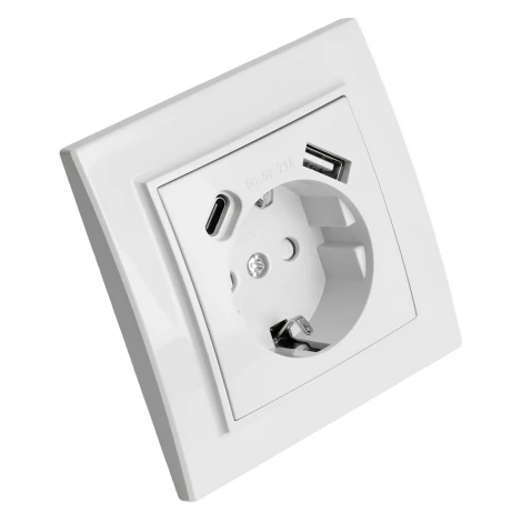 Розетка с USB Type A+С (белый) Stekker Эрна 50076