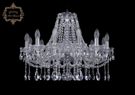 Подвесная люстра Art Classic 11.12 11.12.12.240.Cr.Sp (220V, хрусталь, на цепи, подсвечник, свеча)