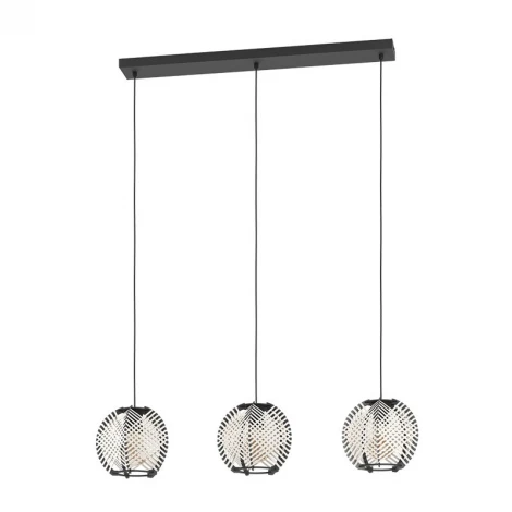 Подвесной светильник Eglo Waverton 44007 3х40W сталь черный / текстиль, дерево, белый, черный