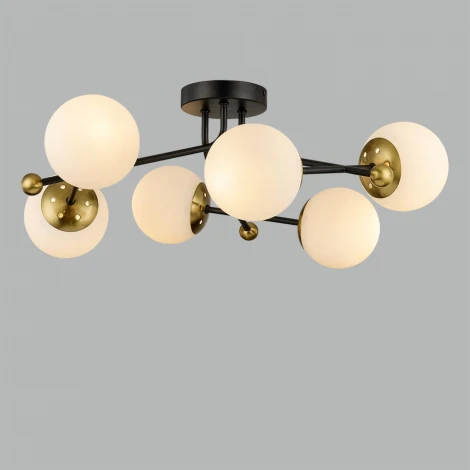 Потолочная люстра на штанге Lumion Melody 6581/6C черный, золотой/белый металл /стекло E14 6*40W 220V