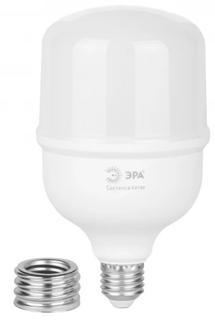 Лампочка светодиодная E27 с переходником на E40 50W ЭРА LED POWER T100-50W-4000-E27 с переходником на E40/E40 R