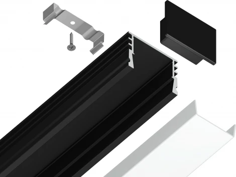 Алюминиевый профиль накладной для светодиодной ленты до 15мм Ambrella Illumination GP1750BK